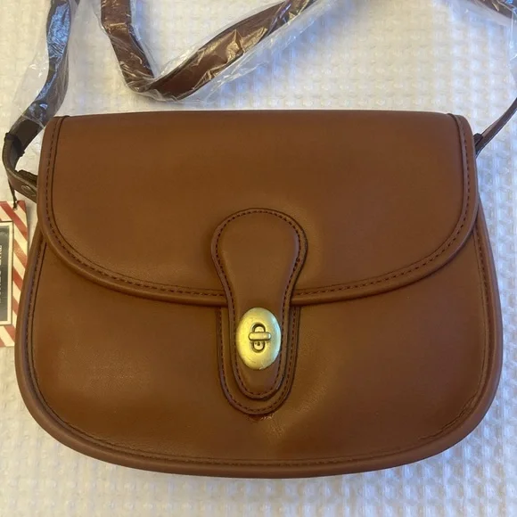 NEW! Vegan Leather Crossbody Purse Bag British Tan Brown - Picture 6 of 17